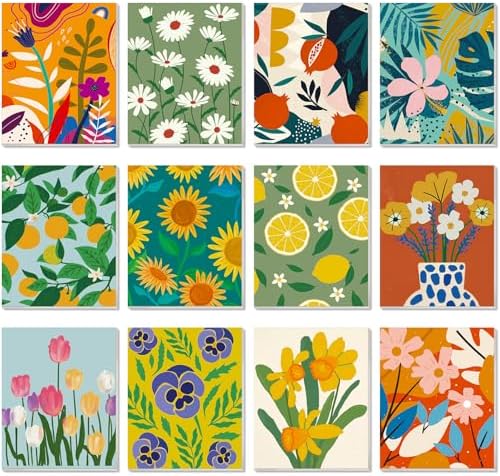 Engrowtic 12 Pcs 8 x 10'' Flower Pre Drawn Canvas to Paint Pre Printed Sketched Canvas for Adult Ladies Paint Art Party Favor Board Set for Craft(Simple Style) by Engrowtic