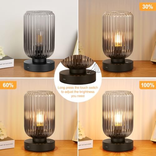 LightRound Cordless Table Lamp for Bedroom, Touch Stepless Dimmable - Image 3