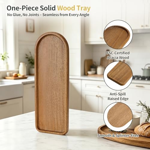 Small Wood Tray– Acacia Serving Platter Vanity Tray Mini Wooden Tray Decor - Image 3