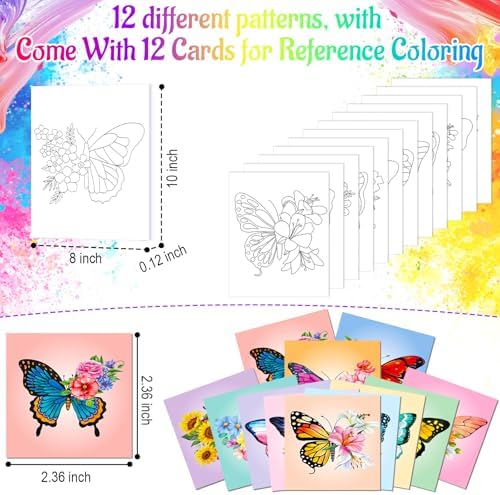 AmazingSpark 12 Set Sip and Paint Kit for Adults Pre Drawn Canvas,Butterfly - Image 4