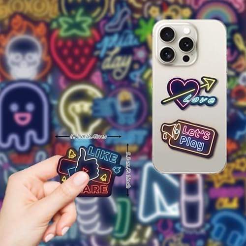 140 Pcs Neon Vinyl Stickers - Waterproof Cool Cute Aesthetic Stickers for Kids Teens Adults | Water Bottle Laptop Classroom Journaling Scrapbook Decor - Image 2