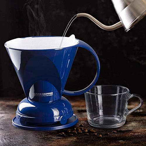 Clever Coffee Dripper | Large 18 oz | Royal Blue | BPA-Free | 100 Filters - Image 6