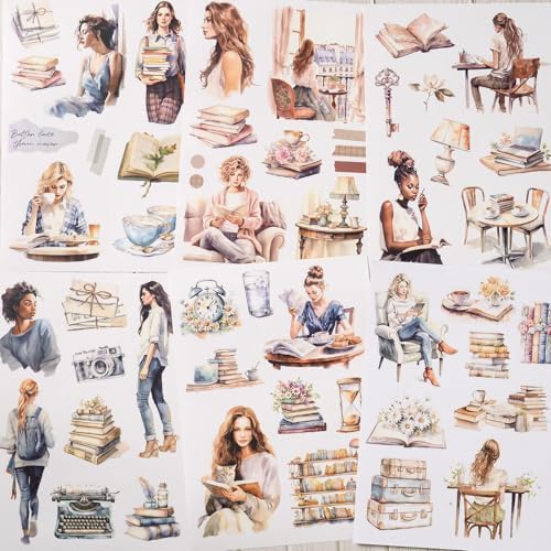 YagCu Journaling Sticker Book, Reading and Writing Scrapbook Stickers, Junk Journal Supplies, Pre-Cut Aesthetic Scrapbooking for Women, Collage Decorative Ephemera Bullet Planner DIY Arts - Image 5