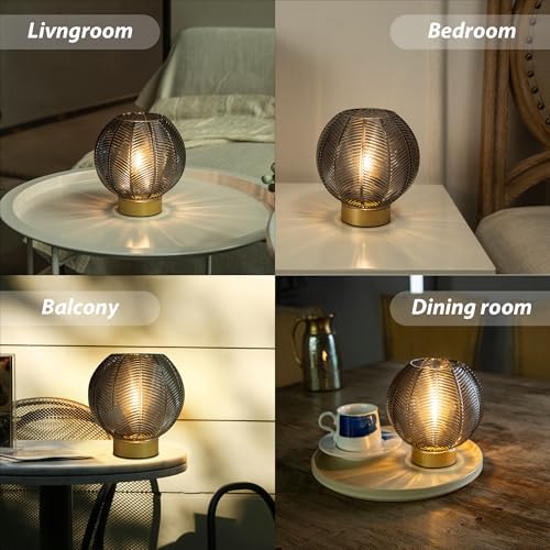 LUSHARBOR Battery Operated Decorative Glass Table Lamp with Timer Grey - Image 7