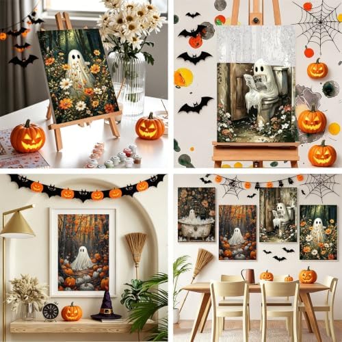 4 Pack Framed Paint by Numbers Kit for Adults Beginners Halloween 8x12 inch - Image 5