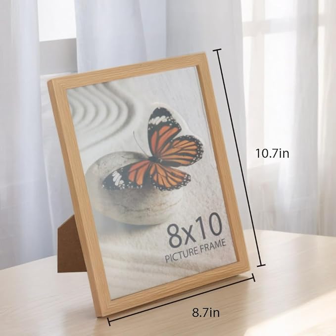 Memory Island 8x10 Photo Frames for Wall and Tabletop Display, 8 by 10 Natural Wood Grain Picture Frames with HD Plexiglass, Set of 15