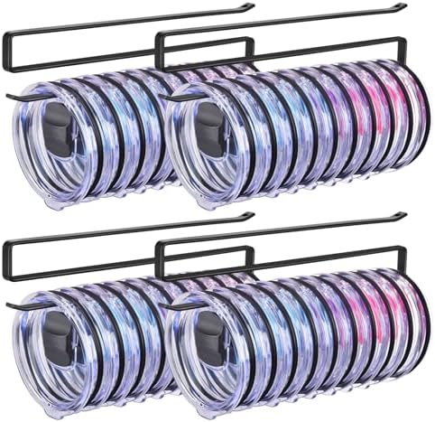 4Pack Tumbler Lid Organizer, Under Cabinet Cup Lid Holder, Black by Unknown