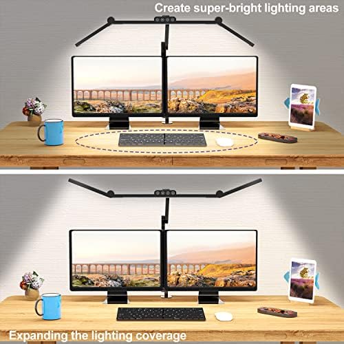 Micomlan Led Desk Lamp with Clamp, Architect Desk Lamp for Home Office with Atmosphere Lighting, 24W Ultra Bright Auto Dimming Computer Light Stepless Dimming and Tempering LED Table Light - Image 2