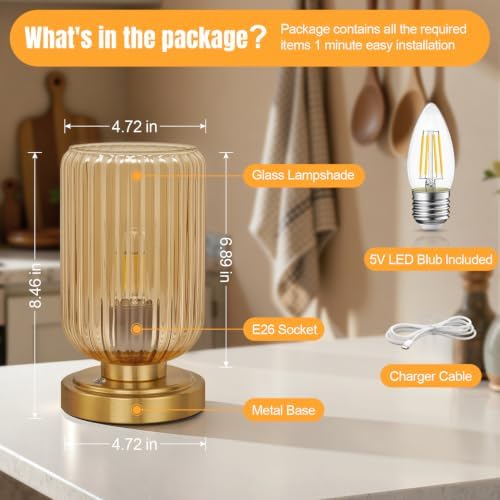 LightRound Cordless Table Lamp for Bedroom, Touch Stepless Dimmable, Modern - Image 5