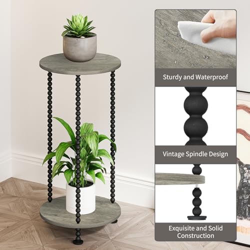 YINMIT Plant Stand Indoor, 2 Tier Small Plant Stand with Metal Spindle Leg - Image 6