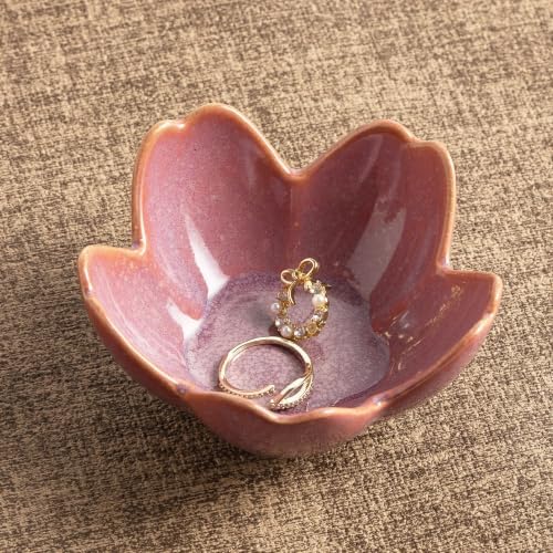 Floral Ceramic Jewelry Tray, 3.5" Ring Holder Trinket Bowl by Unknown