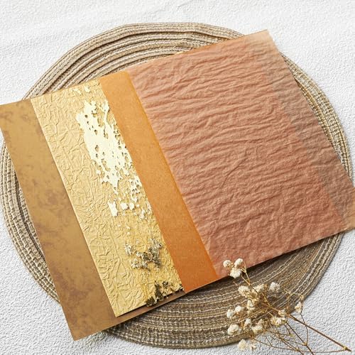 15-Piece Textured Scrapbook Paper & Mesh Fabric Set, Brown A5 Sheets - Image 6