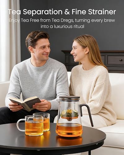 ZENS Magnetic Teapot with Infuser and 2 Cups, 34oz Magic Loose Tea Maker - Image 6