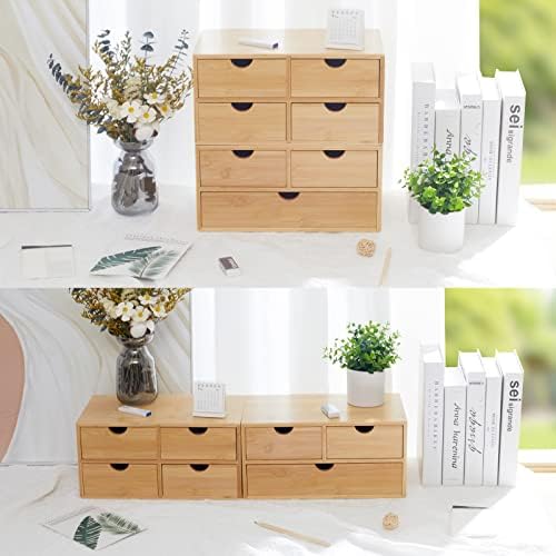 Charmewooden Bamboo Desk Organizer With Drawers Countertop Drawers Counter Storage Box Corner Desk Organizer for Home Office No Assembly Required - Image 6