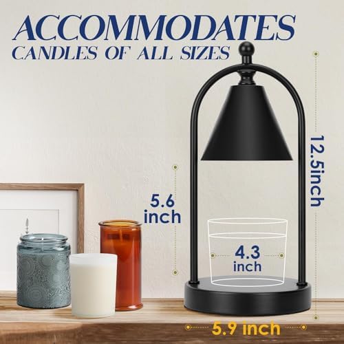 Candle Warmer Lamp with Timer, Electric Black Candle Warming Light for Bedroom, Dimmable Wax Melts Warmer for Home Decor Beside Lamp Gifts for Women (2 Bulbs Included) - Image 6