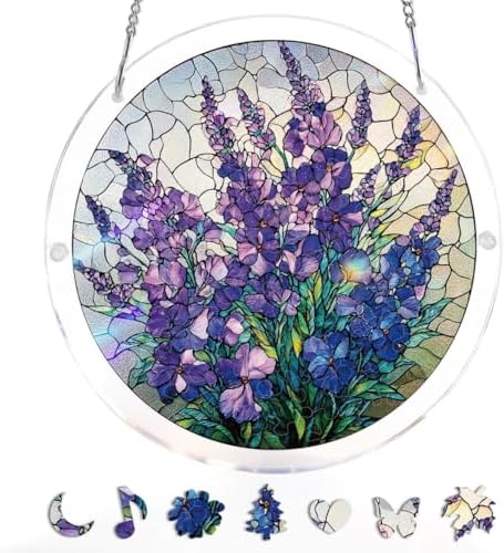 Acrylic Jigsaw Puzzle Suncatcher - Violet Garden by wudhank