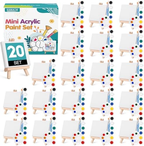 ESRICH 20 Set Canvas Painting Kit, Mini Acrylic Paint Set by ESRICH