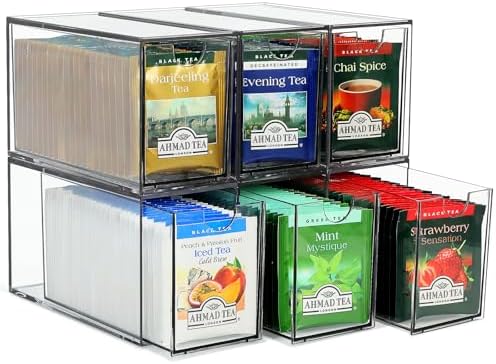 LANLISA Acrylic 6 Pack Tea Bag Organizer and Storage by LANLISA