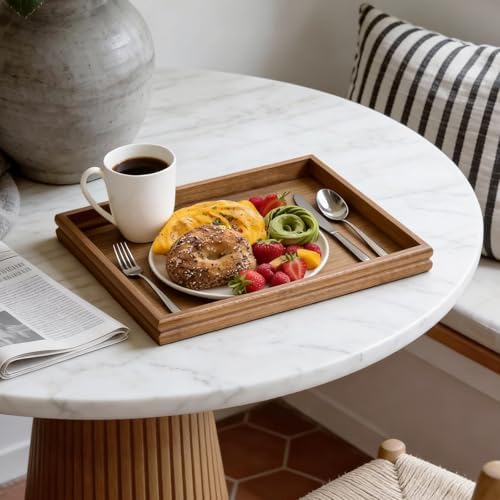 HILLSPRING Acacia Wood Ottoman Tray with Raised Edges, 17" x 13" - Image 6
