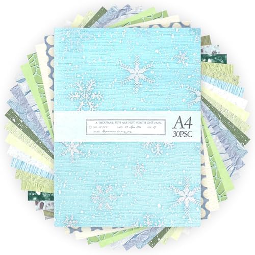 30 Pcs Large A4 Handmade Textured Scrapbook Paper Mesh Journaling Supplies by Aromoty