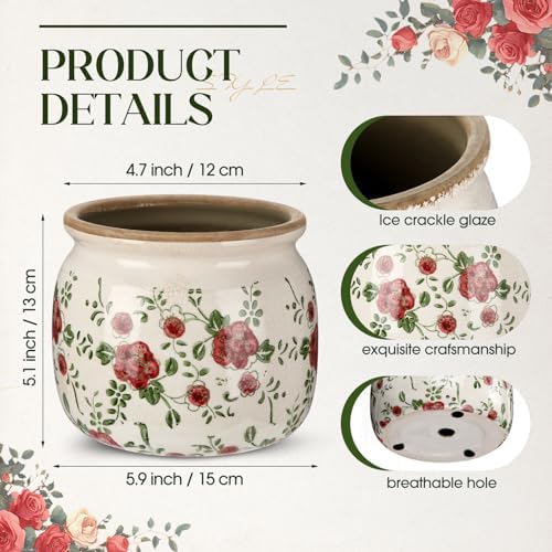 Vintage Planter Large Ceramic Plants Pot Red Plum Pot - Image 2
