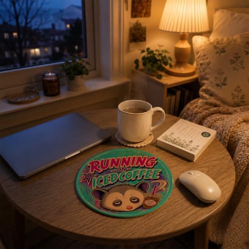 Funny Sarcastic Y2K Opossum Round Mouse Pad for Desk - Image 4