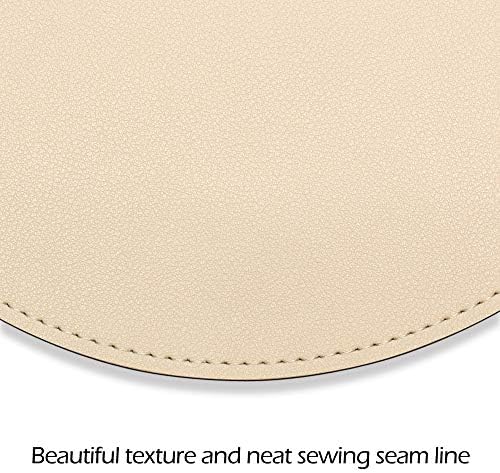 ProElife Cute Round Mouse Pad Mat Waterproof PU Leather 8.66-Inch Mousepad with Anti-Skid Base Stitched Edge for Home Office Gaming Computer Laptop Accessories (Apricot) - Image 5
