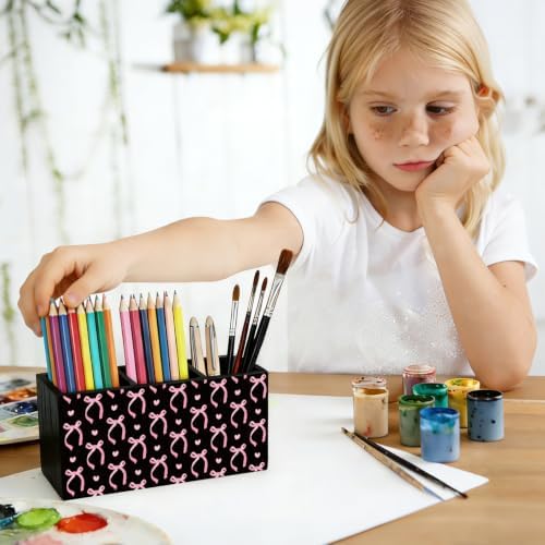 Pink and Black Bow Pen Pencil Holder for Desk Accessories Decor - Image 5