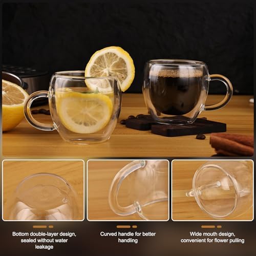 Espresso Cups Set of 4 with Handle, 2.5oz Expresso Coffee Cup, Small Expresso Shot Glasses, Clear Double Wall Insulated Espresso Mugs,Tazas de Cafe Expreso, Suit for Espresso Machine Accessories - Image 5