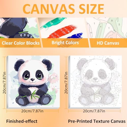 Panda Paint by Numbers Kit for Kids, 8x8 inch - Image 2