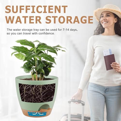 QRRICA 8/7/6.5/6/5.5/5 Inch Self Watering Pots for Indoor/Outdoor Plants - Image 5