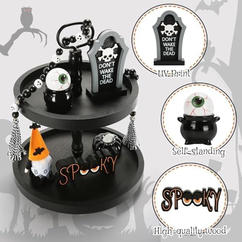 Halloween Decorations for Home Office 6PCS Tiered Tray Decor - Image 3