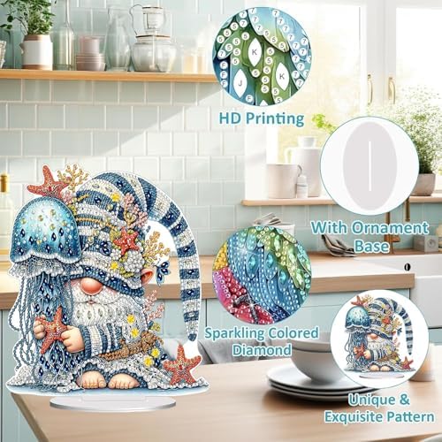 Diamond Painting Kits for Adults Beginners, 5D Full Drill Dwarf Ocean Crystal Art Desktop Ornament, DIY Single Sided Home Office Desk Decor, Creative Craft Gift Set with Tools - Image 5