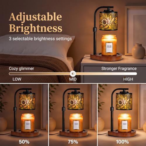 Candle Warmer Lamp with Timer & Dimmer- Electric Wax Melt Warmer with Adjustable Height for Scented Candles, Home Décor Fragrance and House Warming Birthday Gifts for Women Mom - Image 4