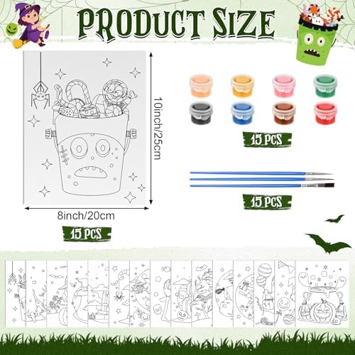 Sherr 15 Set 75 Pcs Halloween Pre Drawn Painting Canvas Kit for Adults - Image 2