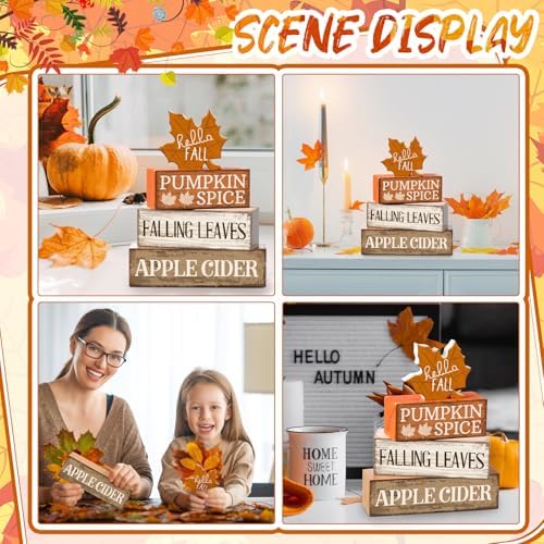 Moucuny 4 Pcs Fall Decor Wooden Maple Leaf Decoration Thanksgiving Decor - Image 4