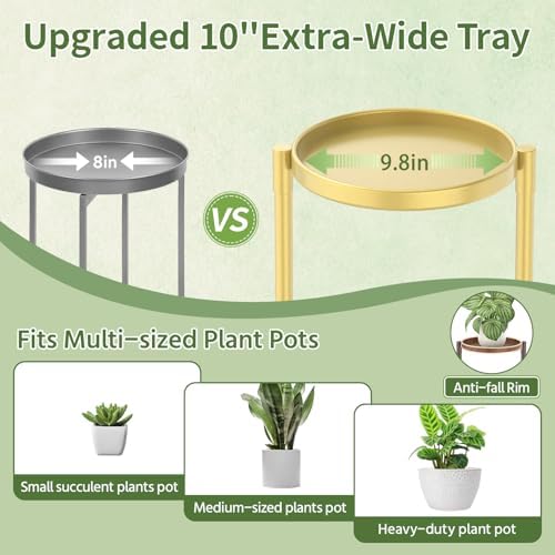 LASZOLA Plant Stand Indoor with 10 Inch Large Metal Tray, 6 Tier Gold - Image 3
