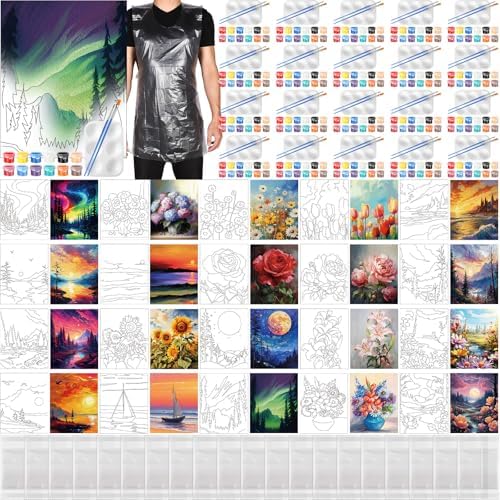 Dispowreath 20 Pack Pre Drawn Canvas for Painting, Natural Scenery Flower by Dispowreath