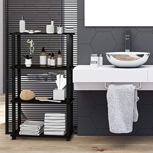 Furinno Turn-S-Tube Toolless 4-Tier Storage Shelves, Black Espresso - Image 4