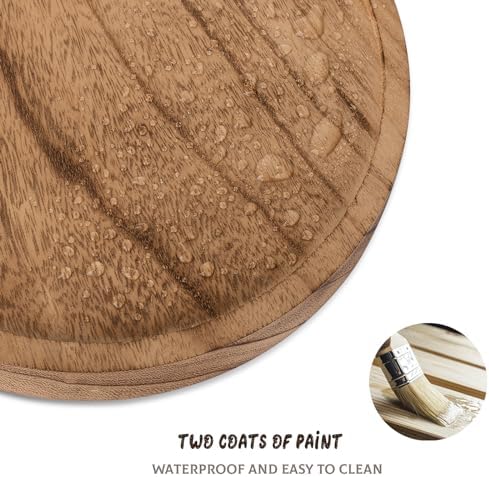 Round Decorative Tray Farmhouse Kitchen Decor Soap Dish, 9" Brown - Image 4