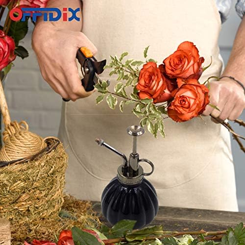 OFFIDIX Plant Mister Flower Watering Can, 6.3" Tall Vintage Pumpkin Style Black Color Glass Spray Bottle & Bronze Plastic Top Pump Ideal for Watering Small Plants Inside Home or Office - Image 5