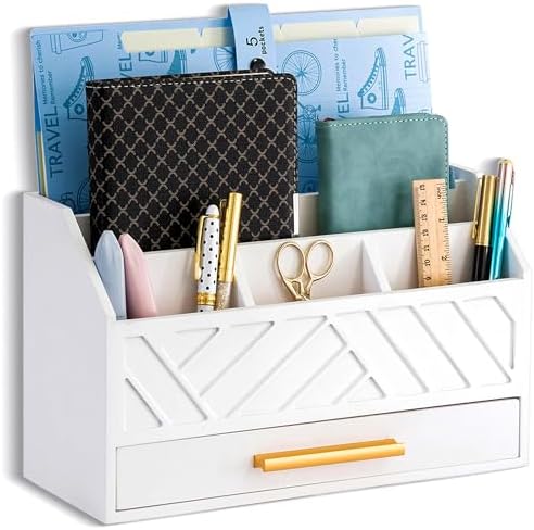 Desk Organizer with Drawer, Countertop Bill Mail Organizer and File Storage by dreampossible