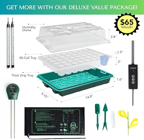 Seed Starter Kit with Grow Lights & Heat Mat – 40-Cell Seed Starter Tray, Humidity Dome, Soil Moisture Meter & Sticky Gnat Traps – Indoor Greenhouse & Plant Propagation Station - Image 3