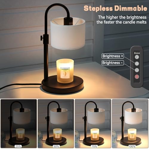 FINCMY Candle Warmer Lamp with Timer, Adjustable Height Candle Wax Warmer Candle Lamp Warmer for Jar Candles, Home Decor House Warming Gifts Compatible with Various Candles (White) - Image 2