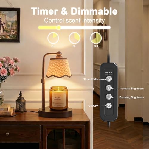 Candle Warmer Lamp with Timer, Modern Farmhouse Candle Warmer for jar Candles Brown, Electric Wax Warmer, Includes 2 Bulbs, Housewarming, Birthday Gift for Women, Mom, Her-Brown-Conical - Image 3