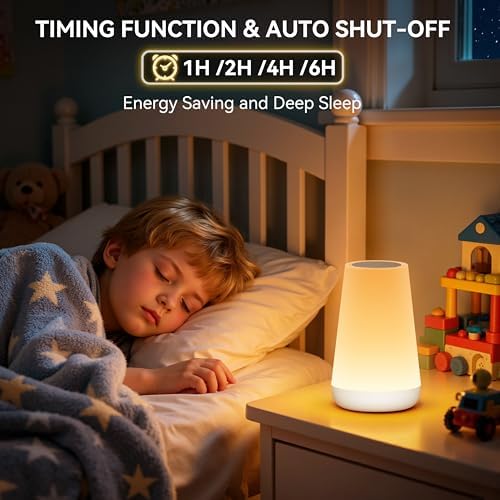 Auxmir Rechargeable Night Light, Touch Table Lamp with Remote, White - Image 6
