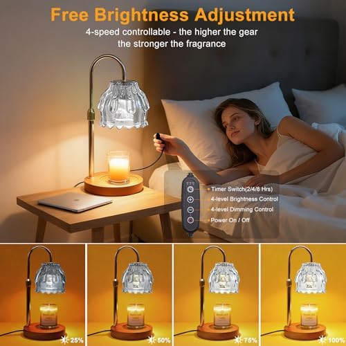 Candle Warmer Lamp with Timer and Dimmer 4-Level Dimmable Flower Light Heat Lamp for Jar Candles Adjustable Height Modern Cute Home Decor for Living Room Bedroom and Best Gift for Friends Lover.Silver - Image 3