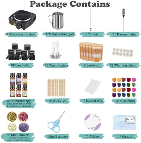 Complete Candle Making Kit with Wax Melter,Candle Making Supplies,DIY Arts&Crafts Kits Gift for Beginners,Adults,Including 500w Electronic Stove,Wicks,Wax,Rich Scents,Dyes,Melting Pot,Candle tins - Image 4