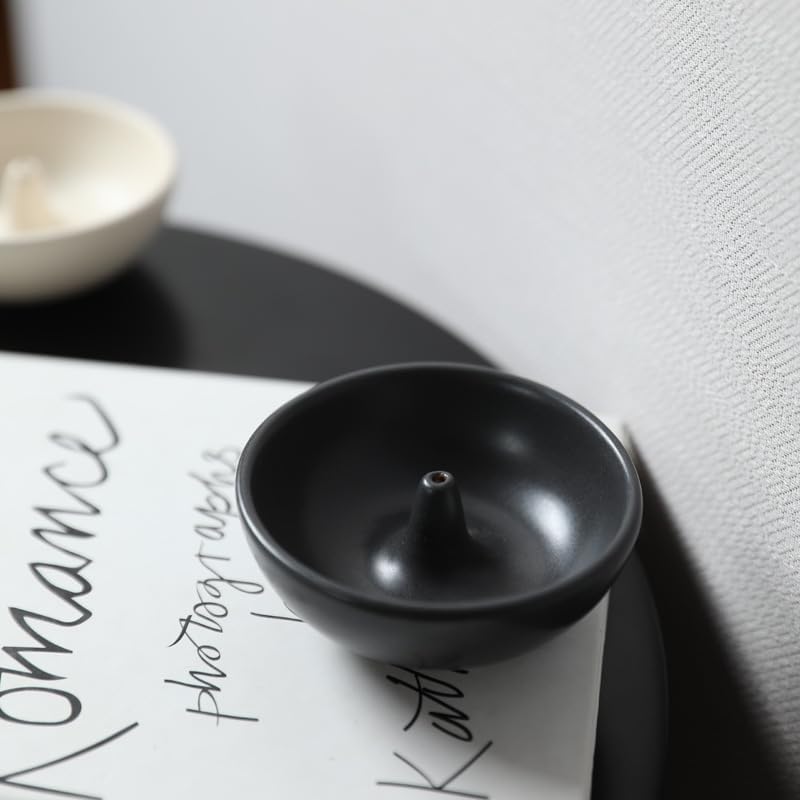Incense Holder Modern Minimalist Circular Incense Stick Burner for Cones or Sticks for Yoga & Meditation, Enhance Atmosphere,Ceramic Ash Catcher Milky White - Image 4