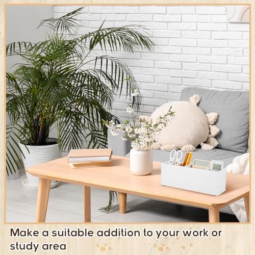Jetec Wooden Pencil Pen Holder for Desk, White, 5 Compartments - Image 6